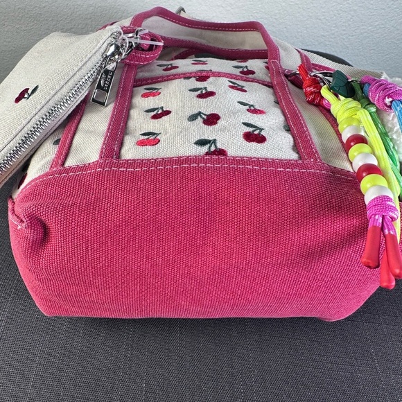 Madden Girl Mini Viral Tote Cherry Cherries Pink Teddy Bear Jeweled Keychains - Picture 5 of 5